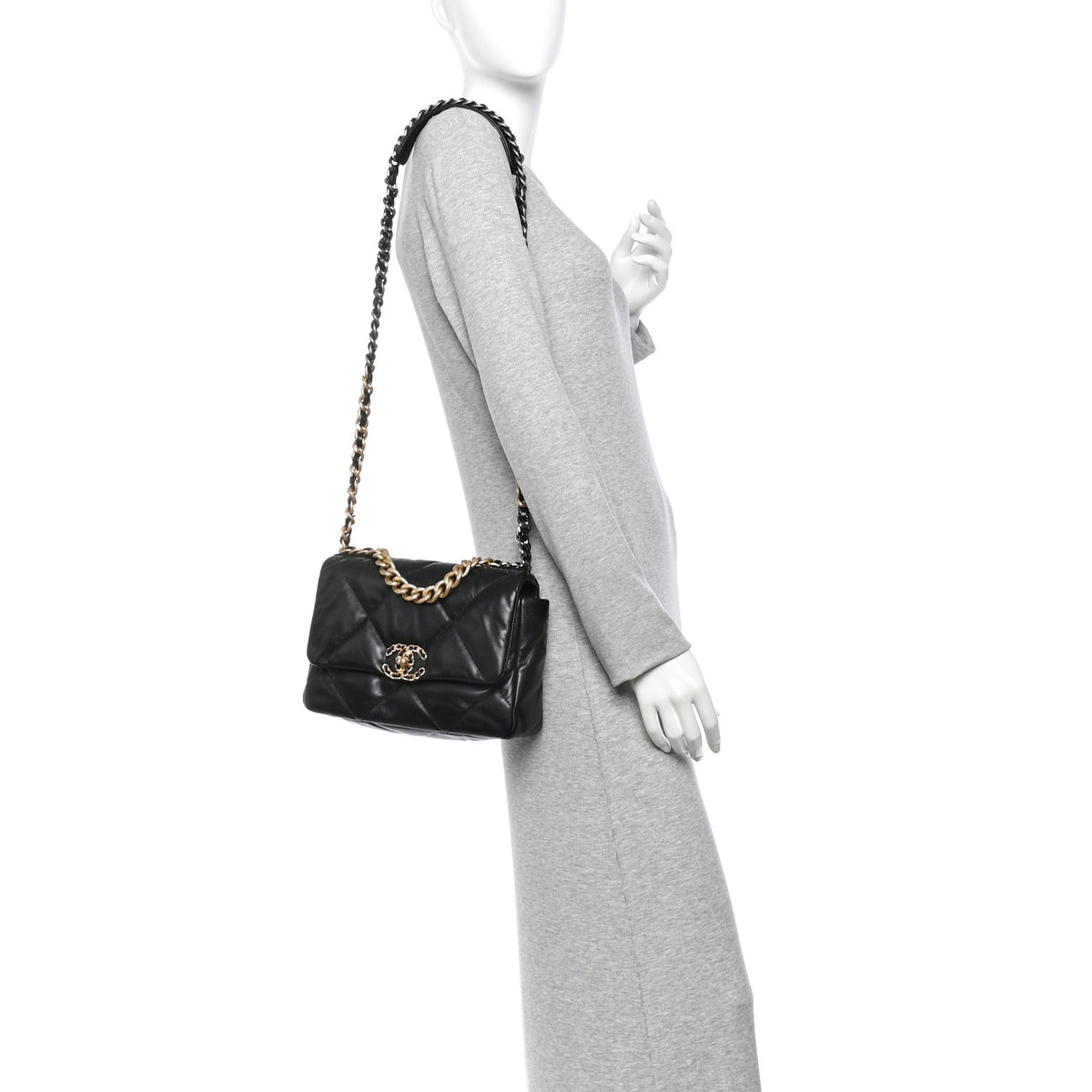 Chanel Lambskin Quilted Medium Chanel 19 Flap Black 2 of 10