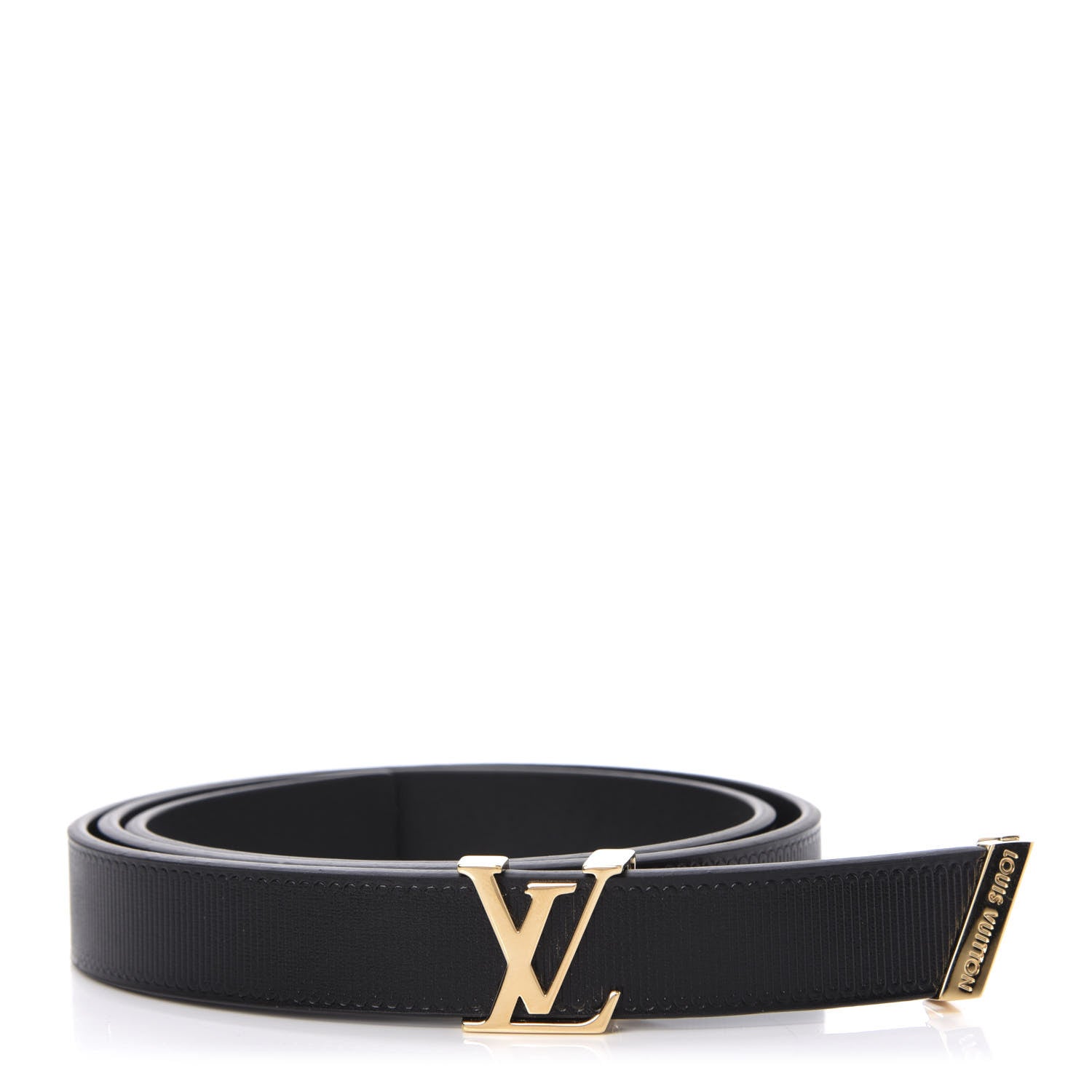 Louis Vuitton Calfskin Embossed 20MM LV Initiales Belt 75 30 Black 1 of 5