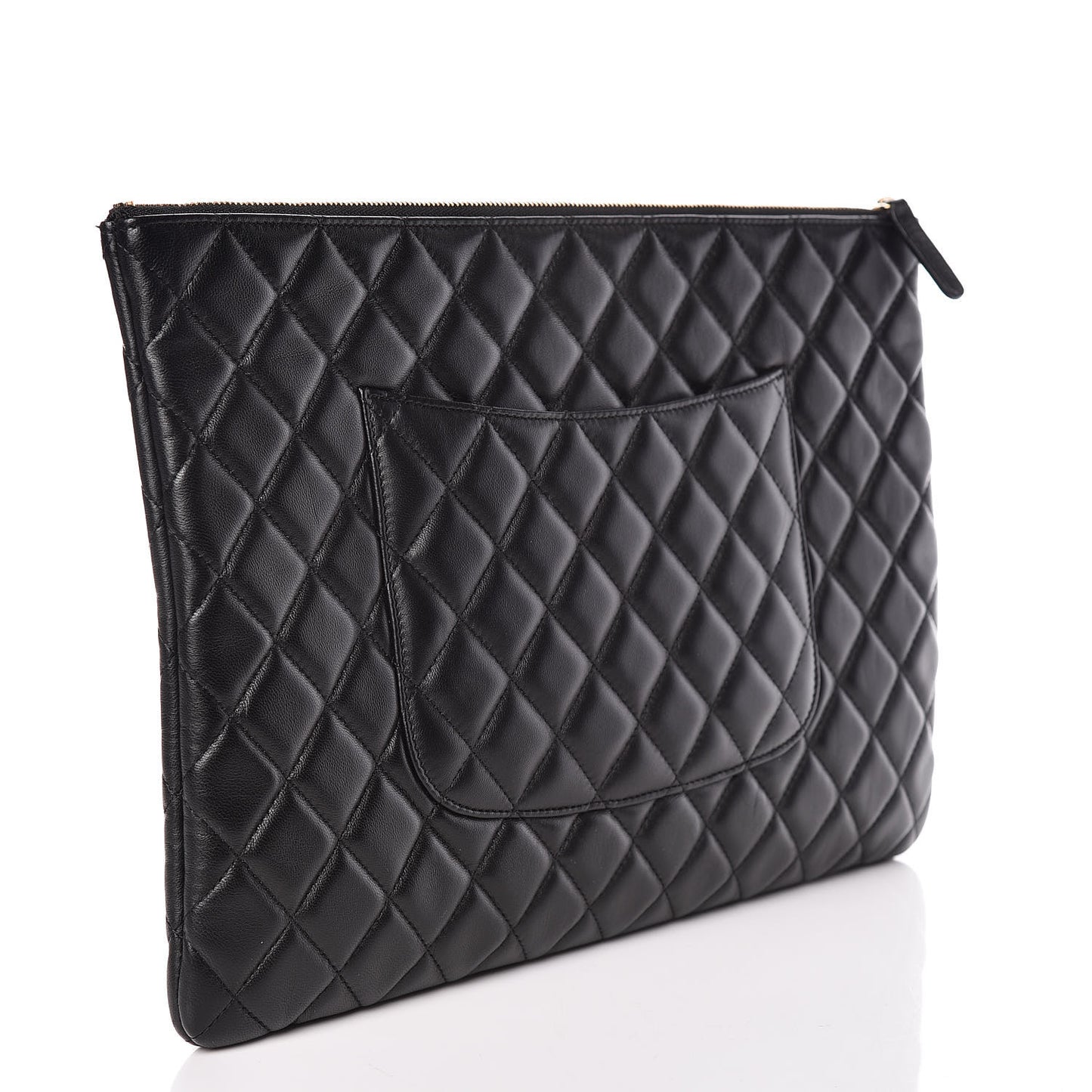 Lambskin Quilted Large Cosmetic Case Black