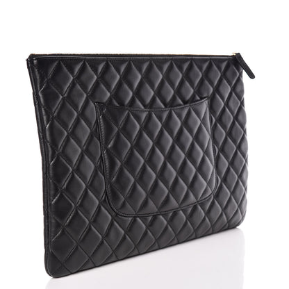 Chanel Lambskin Quilted Large Cosmetic Case Black 3 of 8