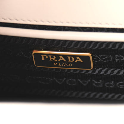 Prada Saffiano Soft Calfskin Metal Triangle Logo Envelope Chain Shoulder Bag White 6 of 9