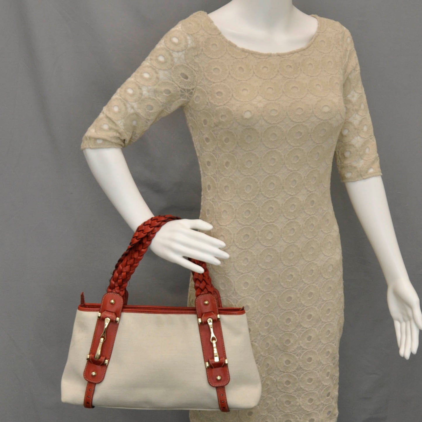 Canvas Leather Pelham Tote Beige