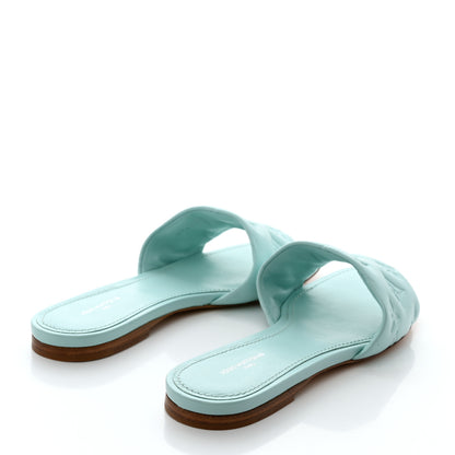 Louis Vuitton Lambskin Embossed Monogram Revival Flat Mules 38 Vert D'eau Green 4 of 8