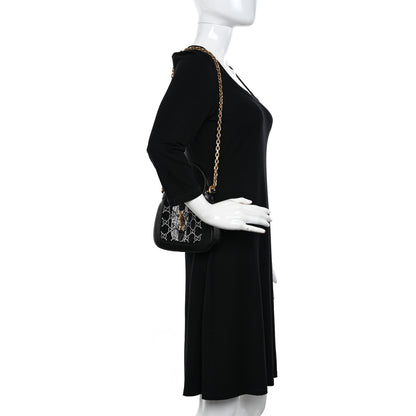 Gucci Lizard Mesh Crystal GG Monogram Mini Jackie 1961 Hobo Black 2 of 10