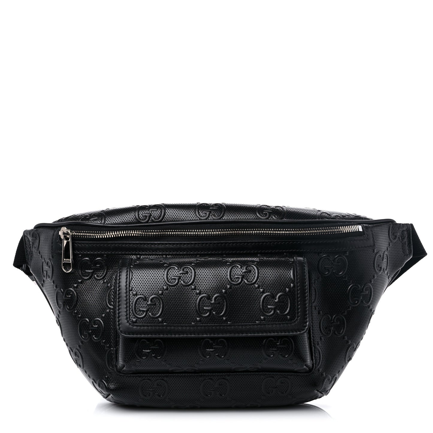 Calfskin GG Tennis Embossed Pocket Belt Bag Black