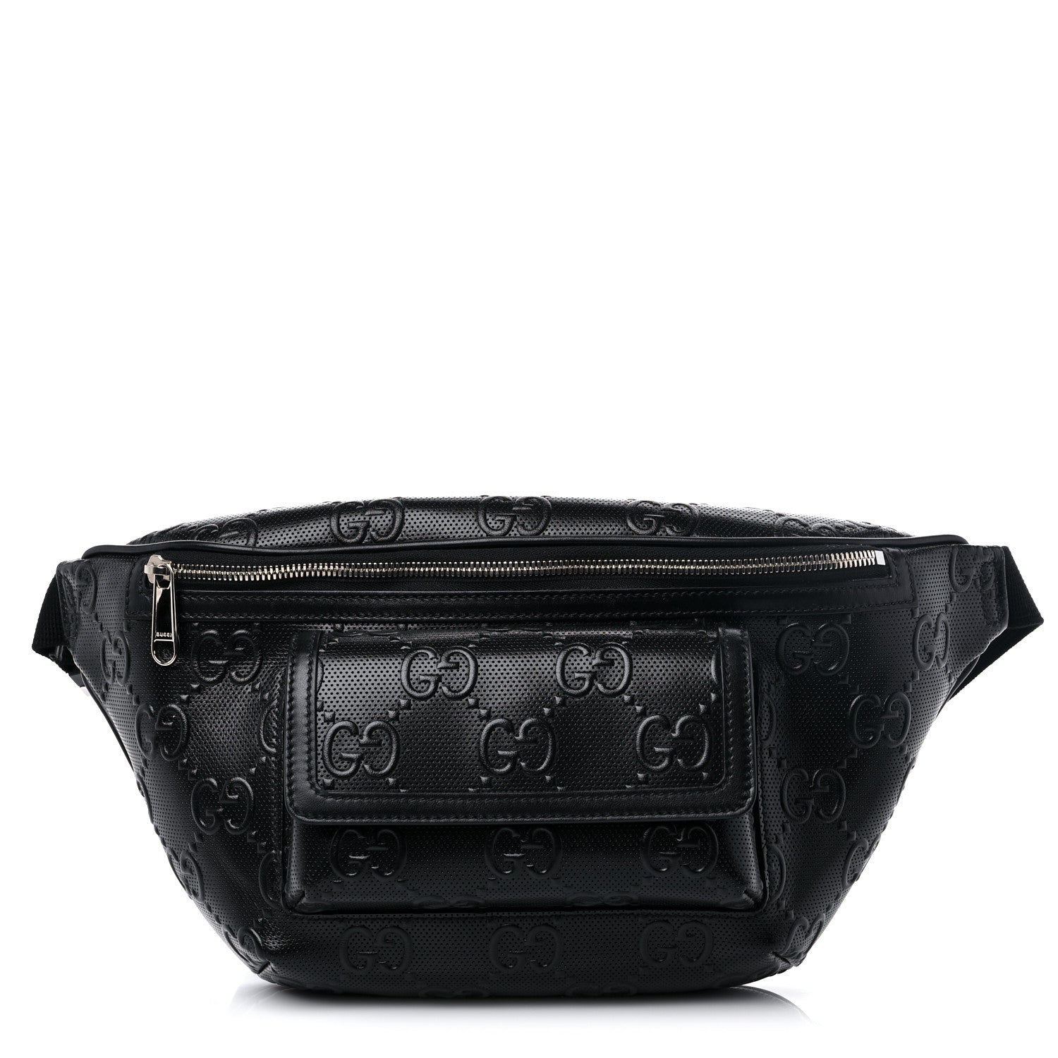 Gucci Calfskin GG Tennis Embossed Pocket Belt Bag Black 1 of 9