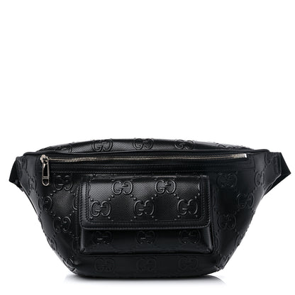 Gucci Calfskin GG Tennis Embossed Pocket Belt Bag Black 1 of 9