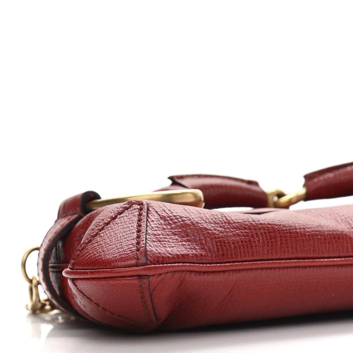 Gucci Textured Calfskin Horsebit Chain Clutch Red 7 of 12