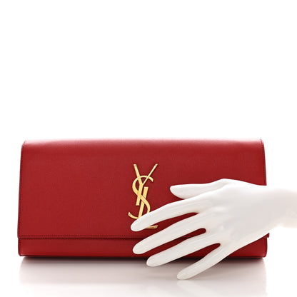 Saint Laurent Grain De Poudre Classic Monogram Cassandre Clutch New Red 2 of 15