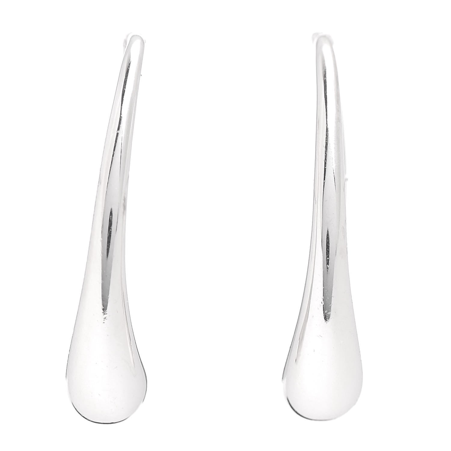 Tiffany Sterling Silver Elsa Peretti Teardrop Hoop Earrings 1 of 4