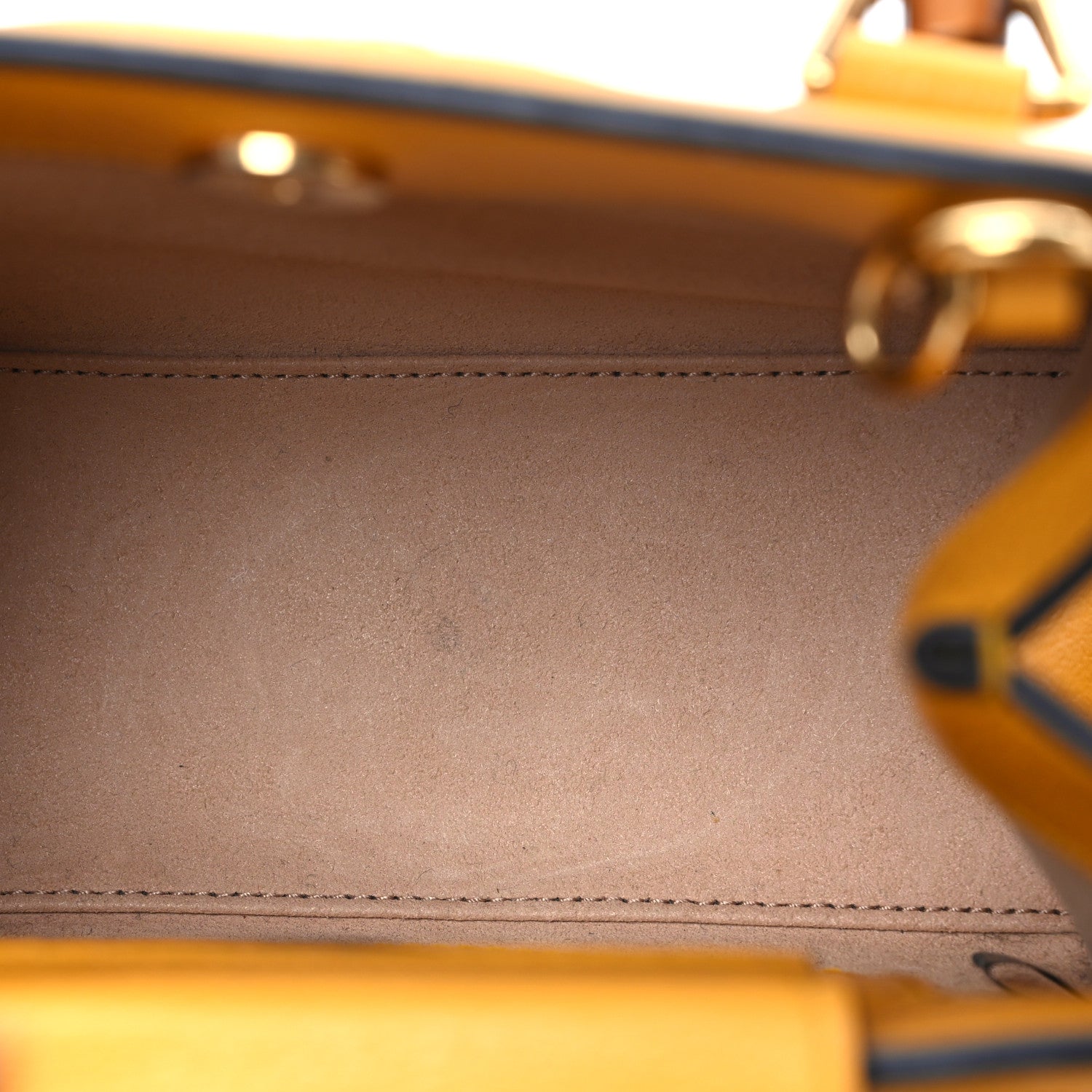 Gucci Textured Dollar Calfskin Web Mini Diana Tote Bag Yellow Dusty Azure 5 of 13