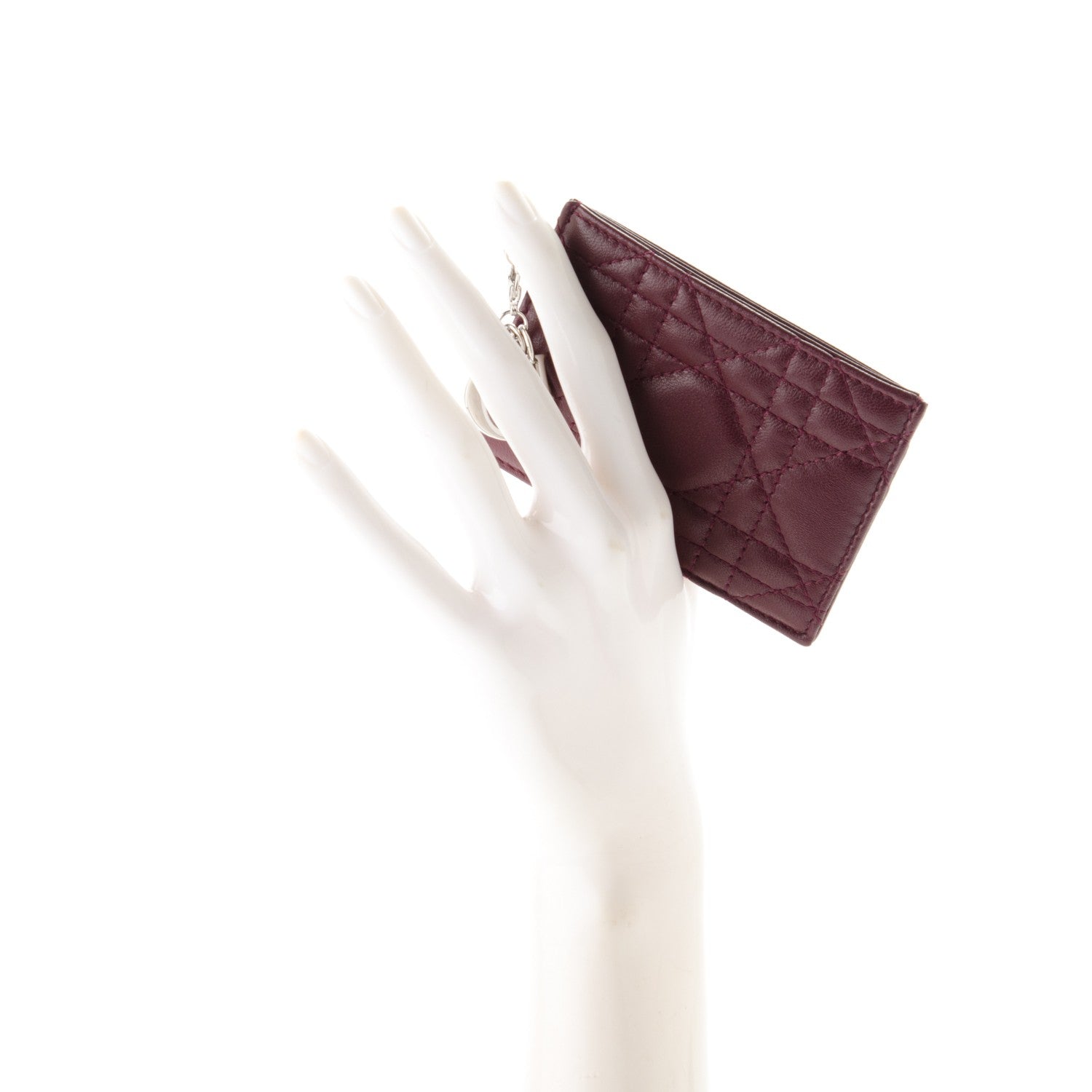 Christian Dior Lambskin Cannage Lady Dior Card Holder Burgundy 2 of 6