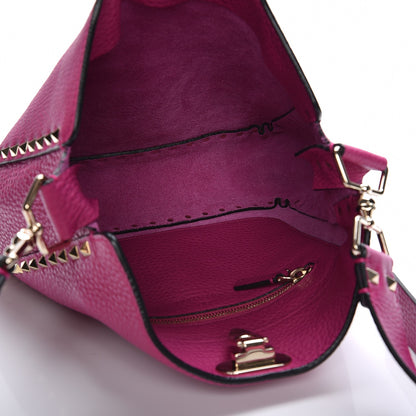 Valentino Garavani Pebbled Calfskin Small Rockstud Flip-Lock Messenger Bag Fuxia 5 of 8