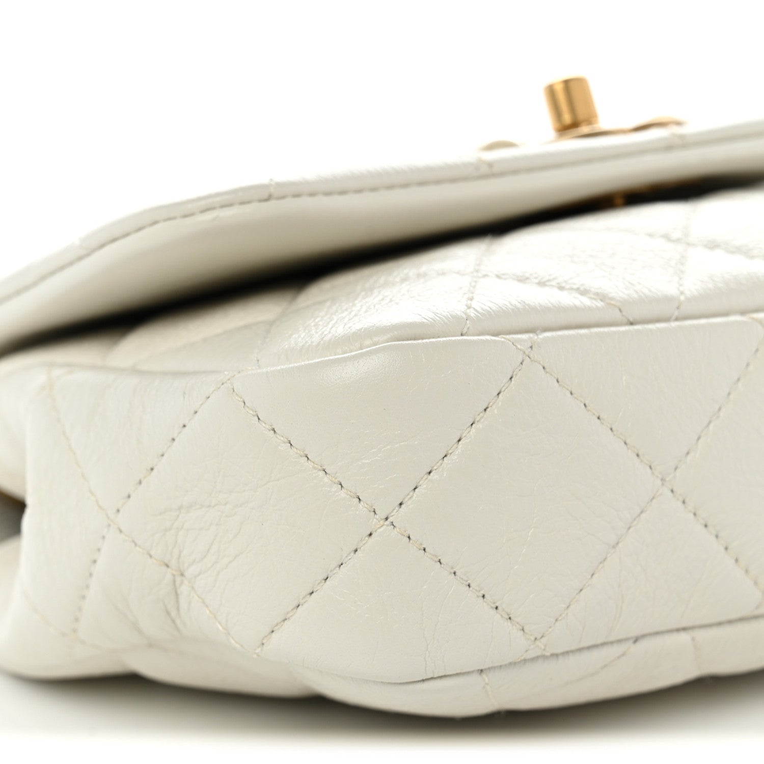 Chanel Glazed Calfskin Quilted Mini Pearl Side Flap White 9 of 10