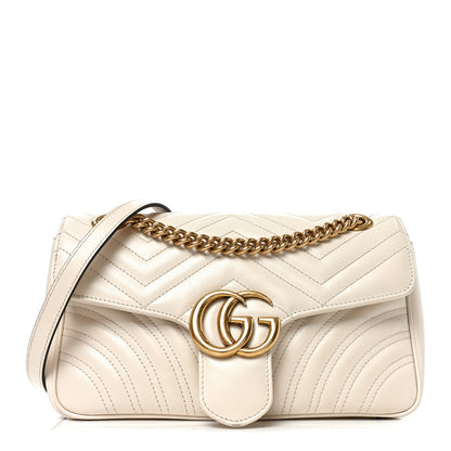 Gucci Calfskin Matelasse Small GG Marmont Shoulder Bag White 1 of 10