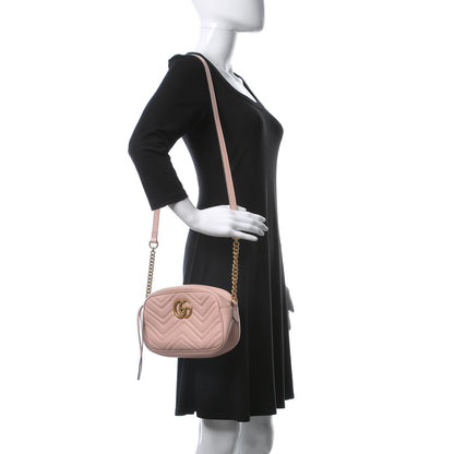 Gucci Calfskin Matelasse Small GG Marmont Chain Shoulder Bag Perfect Pink 2 of 12