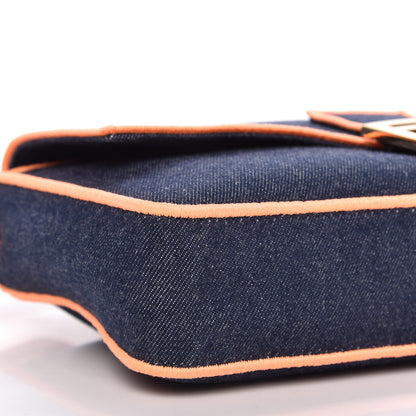 Fendi Denim Large Baguette Blue Arancio Fluo 6 of 8