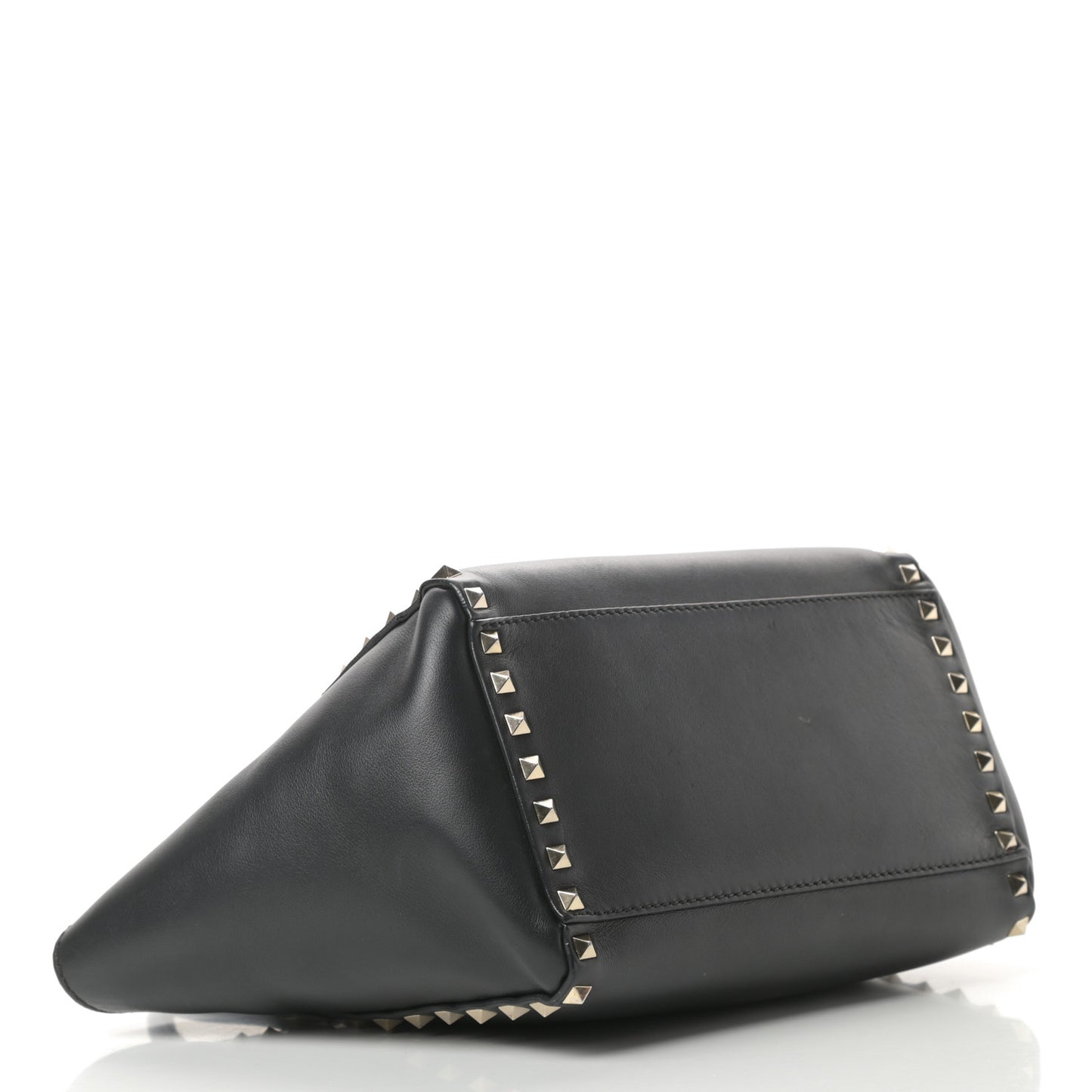 Vitello Small Rockstud Double Handle Tote Black