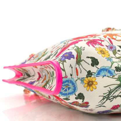 Gucci Canvas Flora Large Rajah Chain Tote White Multicolor Fuxia Fluo 10 of 11