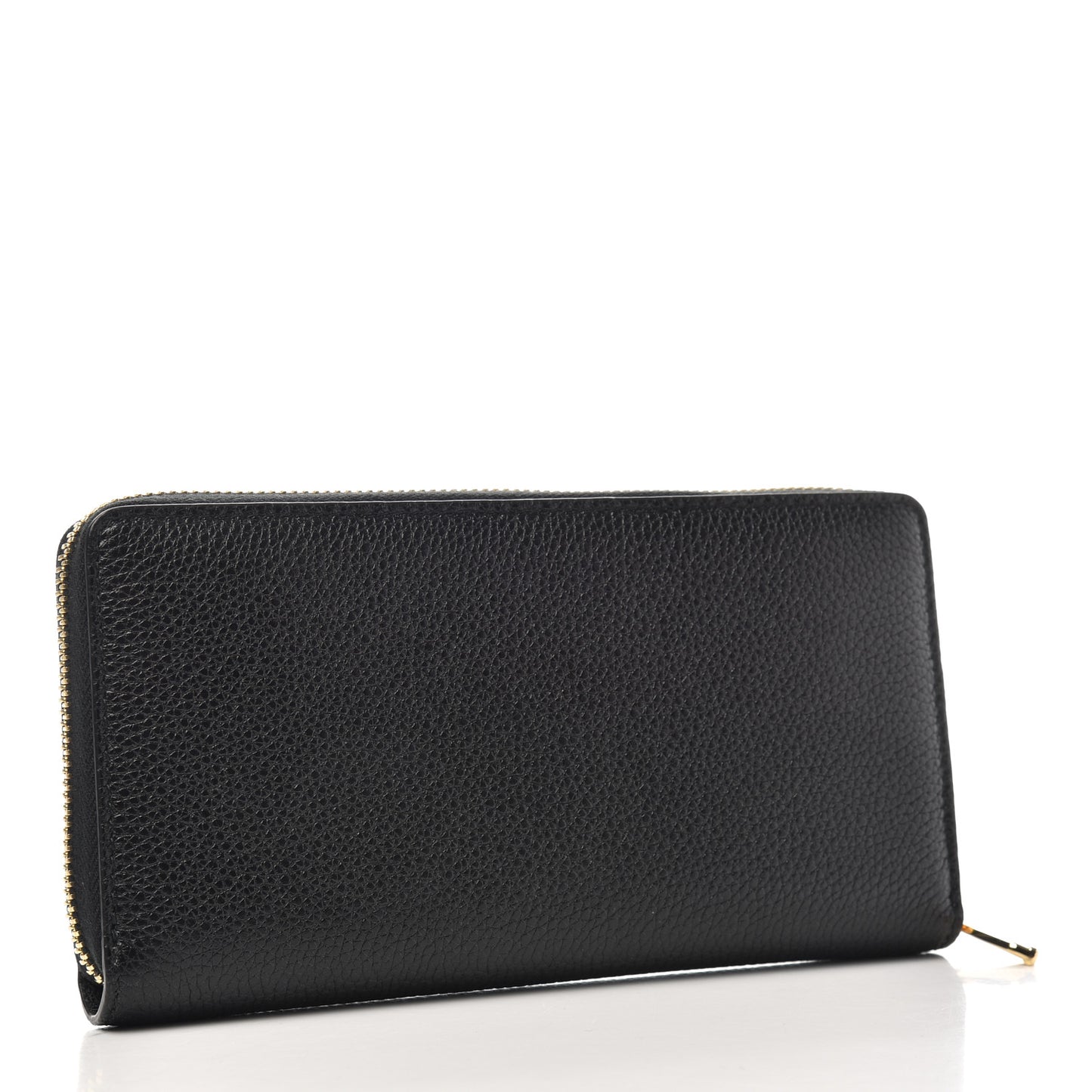 Grainy Calfskin Zumi Zip Around Wallet Black