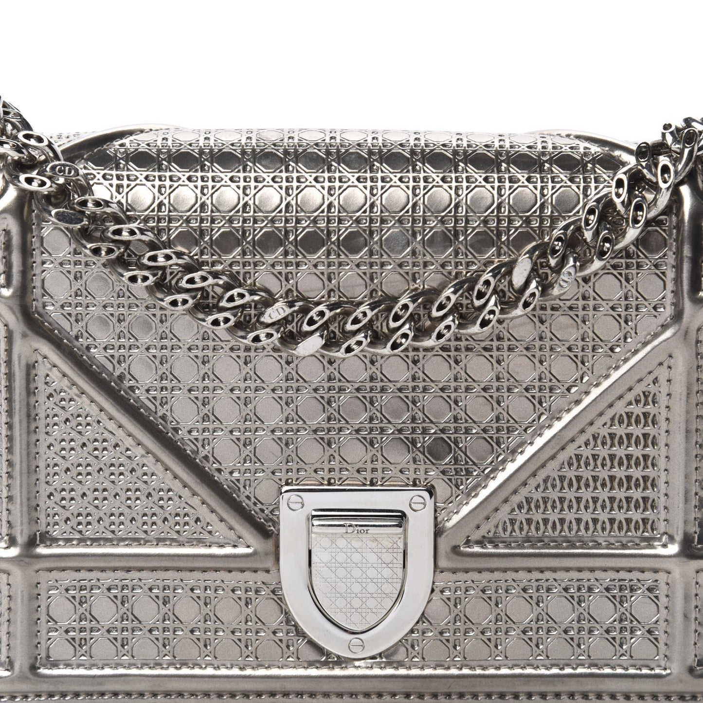 Metallic Patent Micro-Cannage Mini Diorama Flap Bag Gold