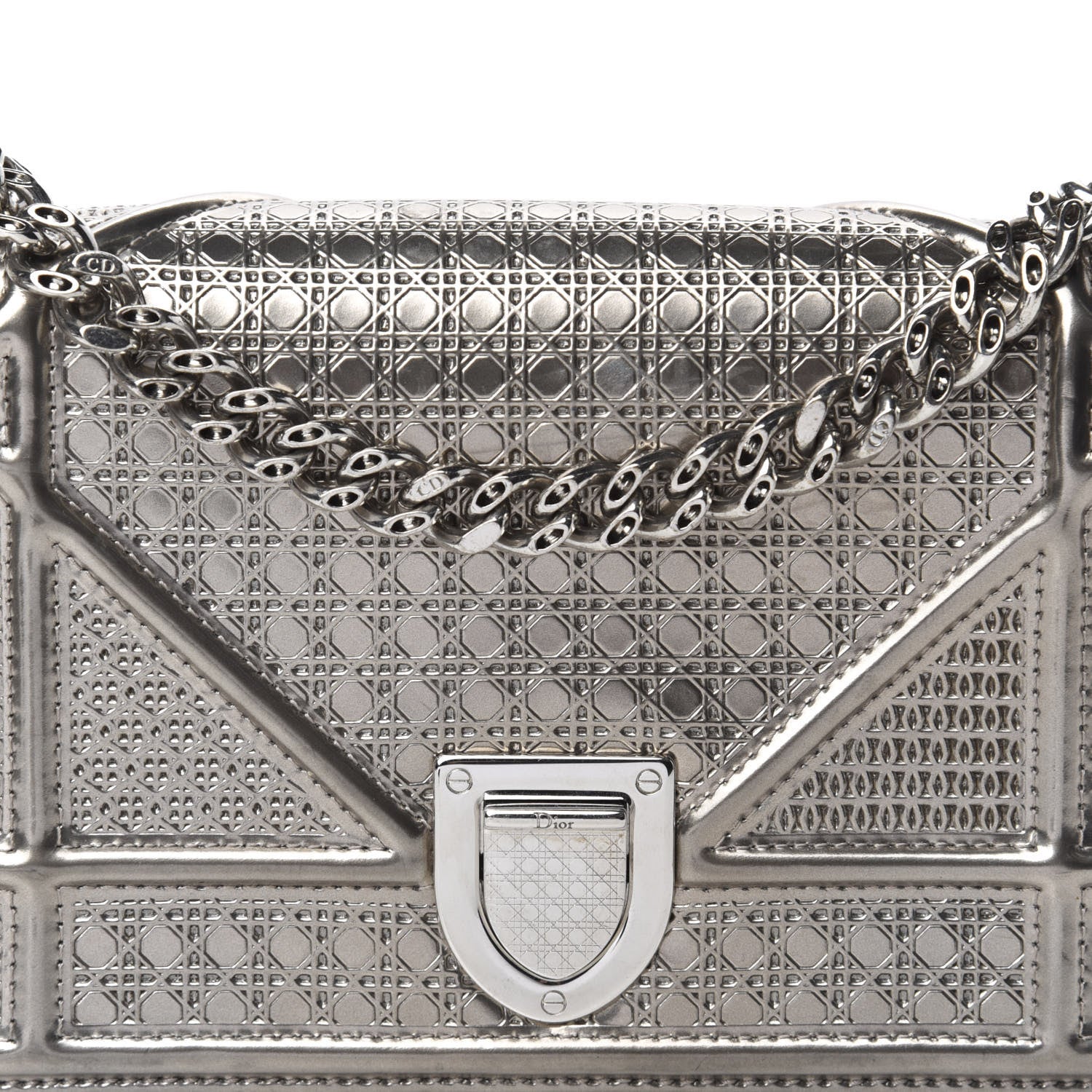 Christian Dior Metallic Patent Micro-Cannage Mini Diorama Flap Bag Gold 11 of 11