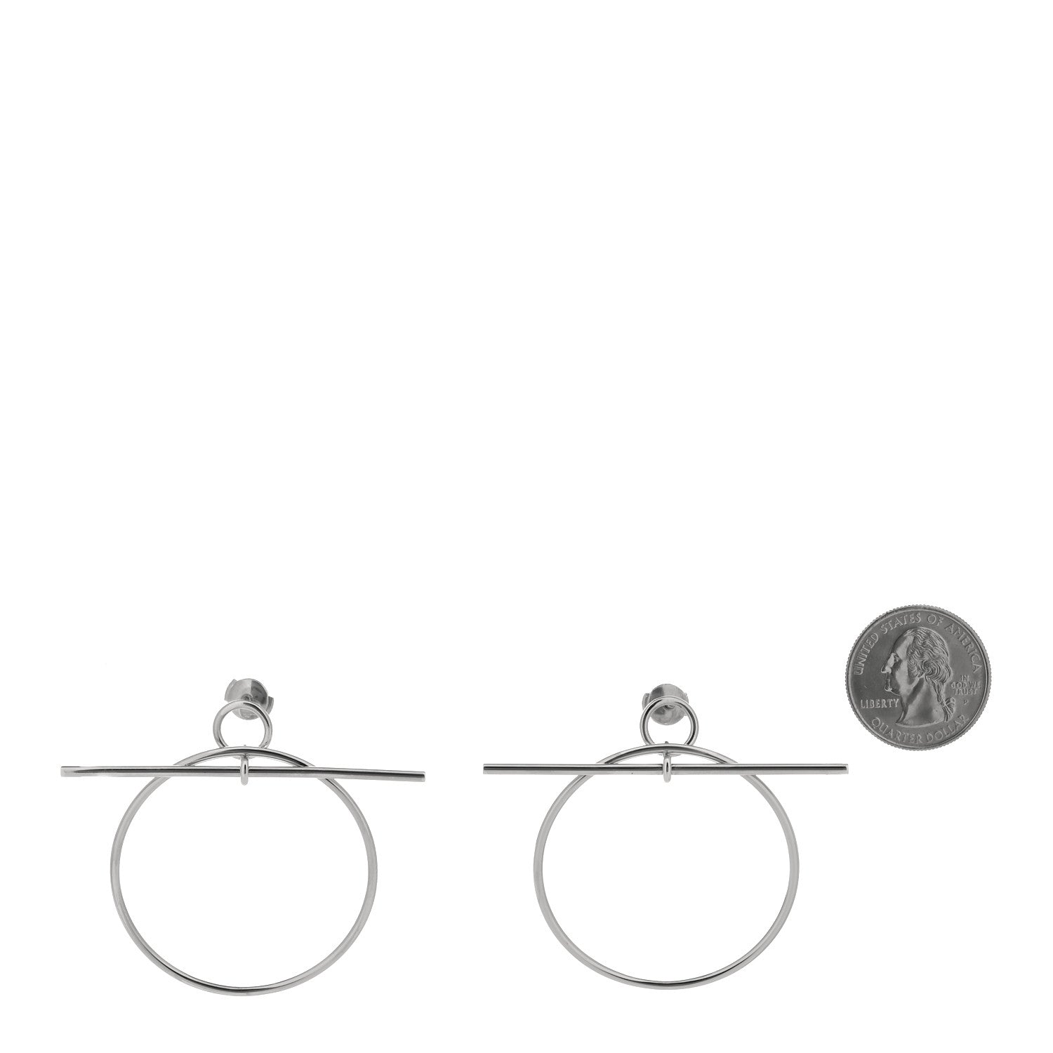 Hermes Sterling Silver MM Loop Earrings 2 of 4