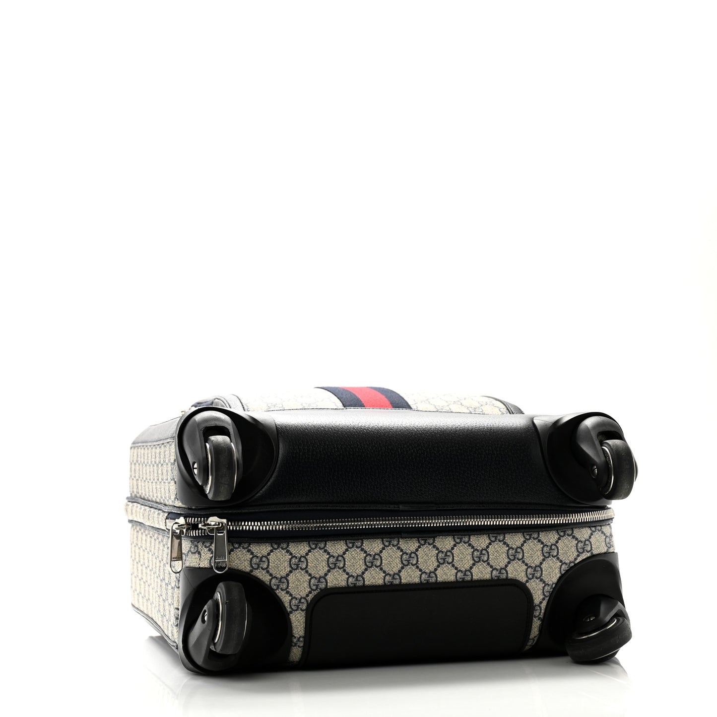 GG Supreme Monogram Textured Dollar Calfskin Web Small Savoy Cabin Trolley Beige Blue