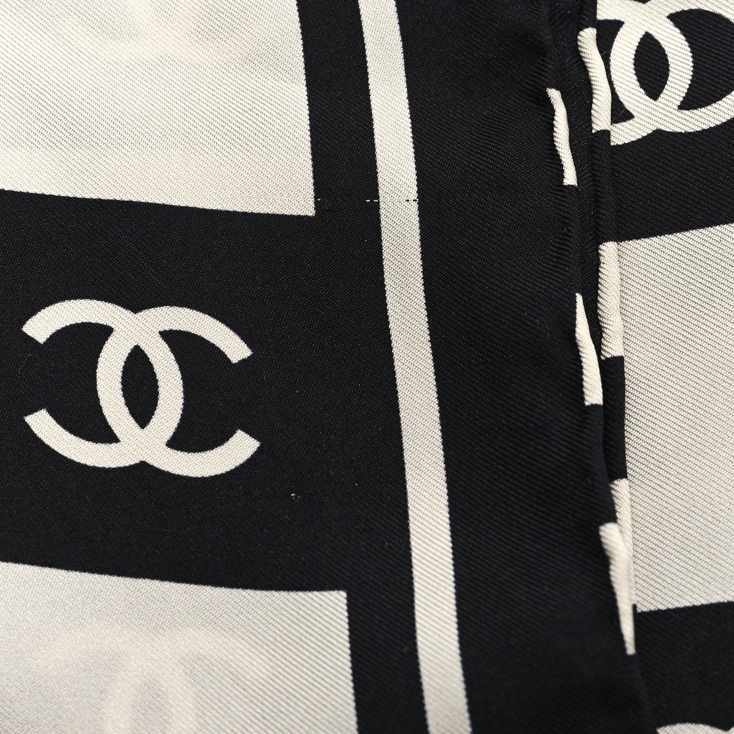 Chanel Silk CC Scrunchie and Scarf Hair Tie Set White Black 5 of 5