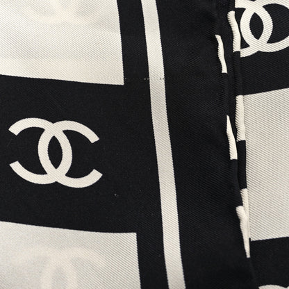 Chanel Silk CC Scrunchie and Scarf Hair Tie Set White Black 5 of 5