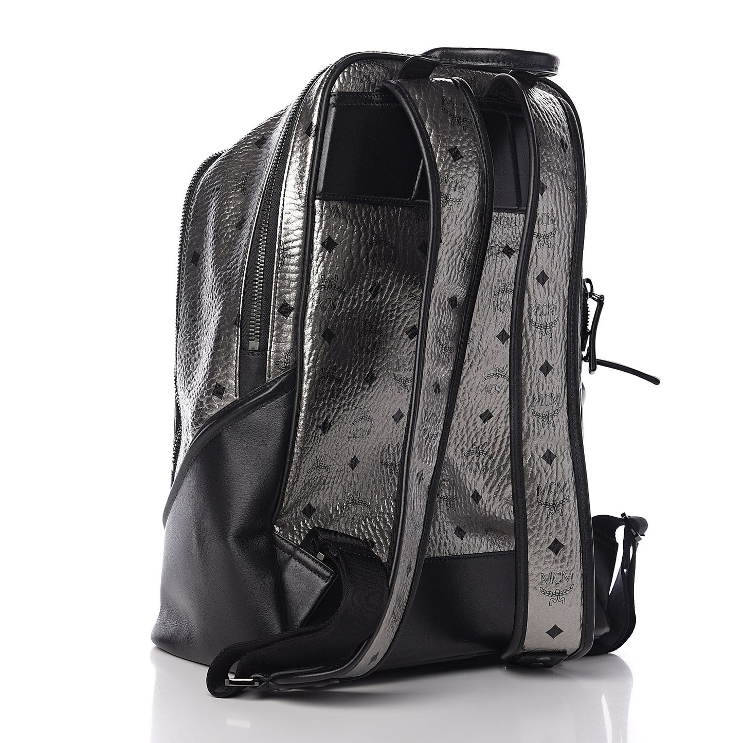 Metallic Visetos Medium Duke Backpack Silver