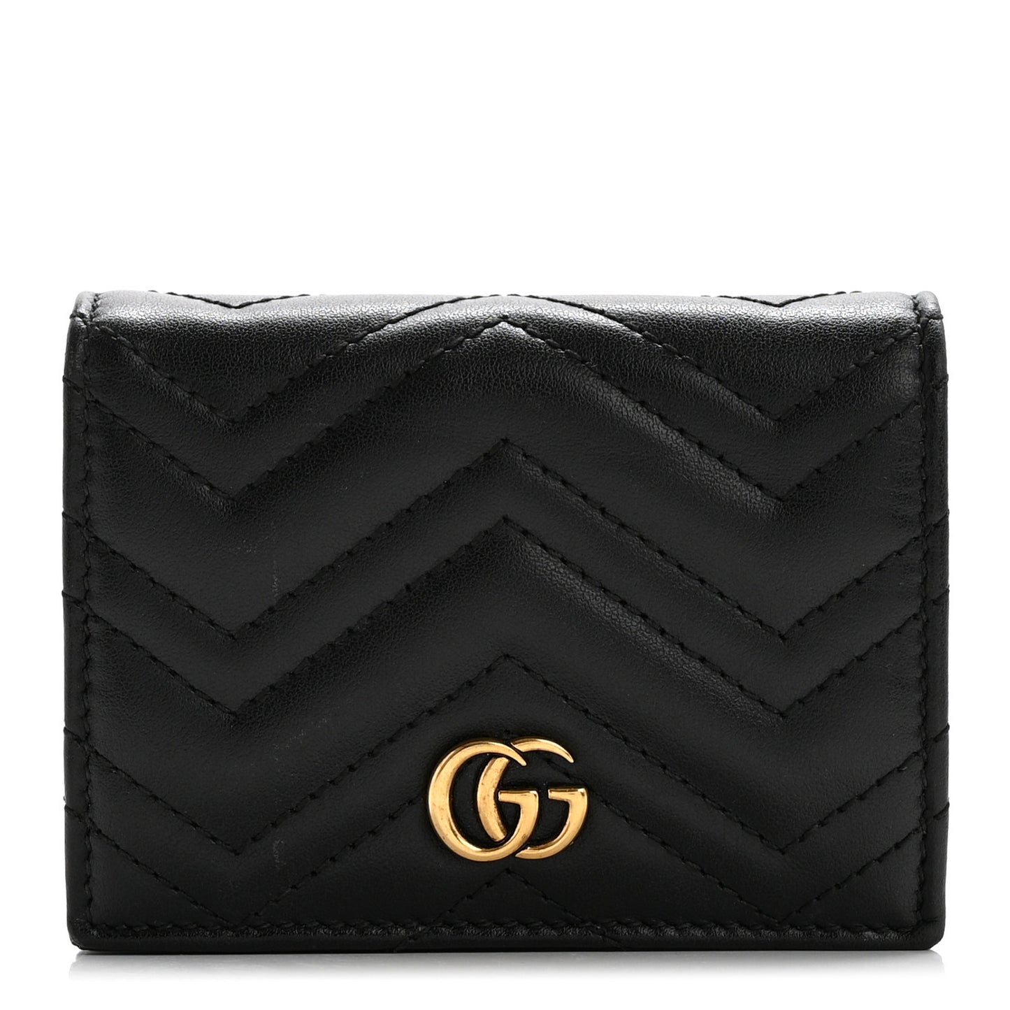 Calfskin Matelasse GG Marmont Card Case Wallet Black