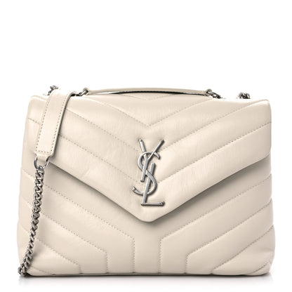 Saint Laurent Calfskin Y Quilted Monogram Small Loulou Chain Satchel Ivory 1 of 10