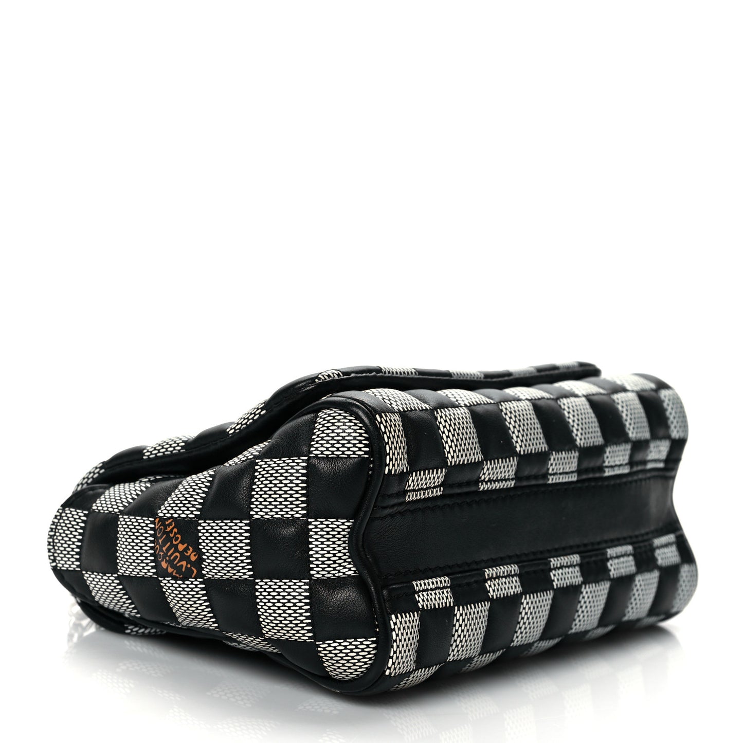 Calfskin Damier Twist Shoulder Bag BB Black White