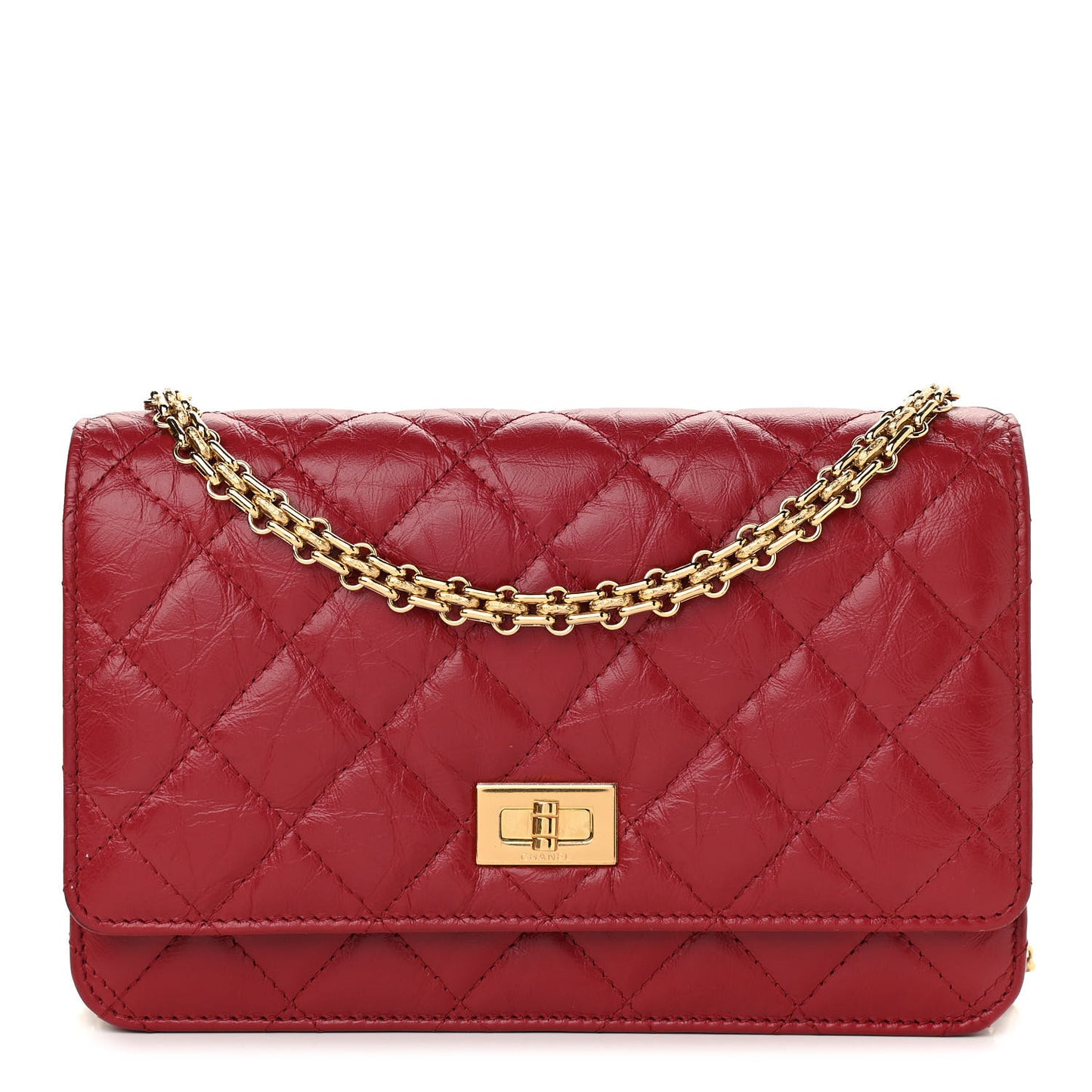 Aged Calfskin Quilted Reissue Wallet On Chain WOC Red