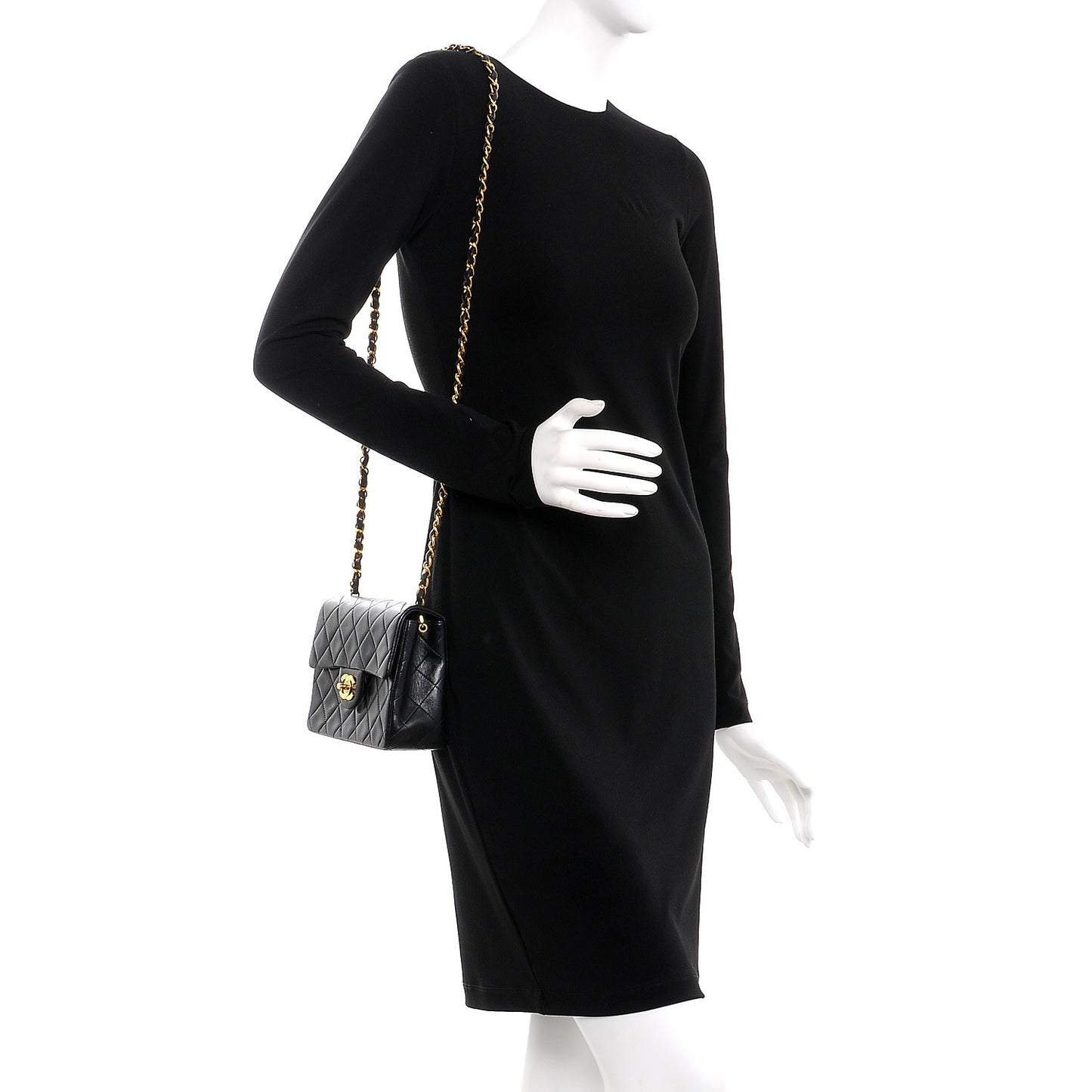 Lambskin Quilted Mini Square Flap Black