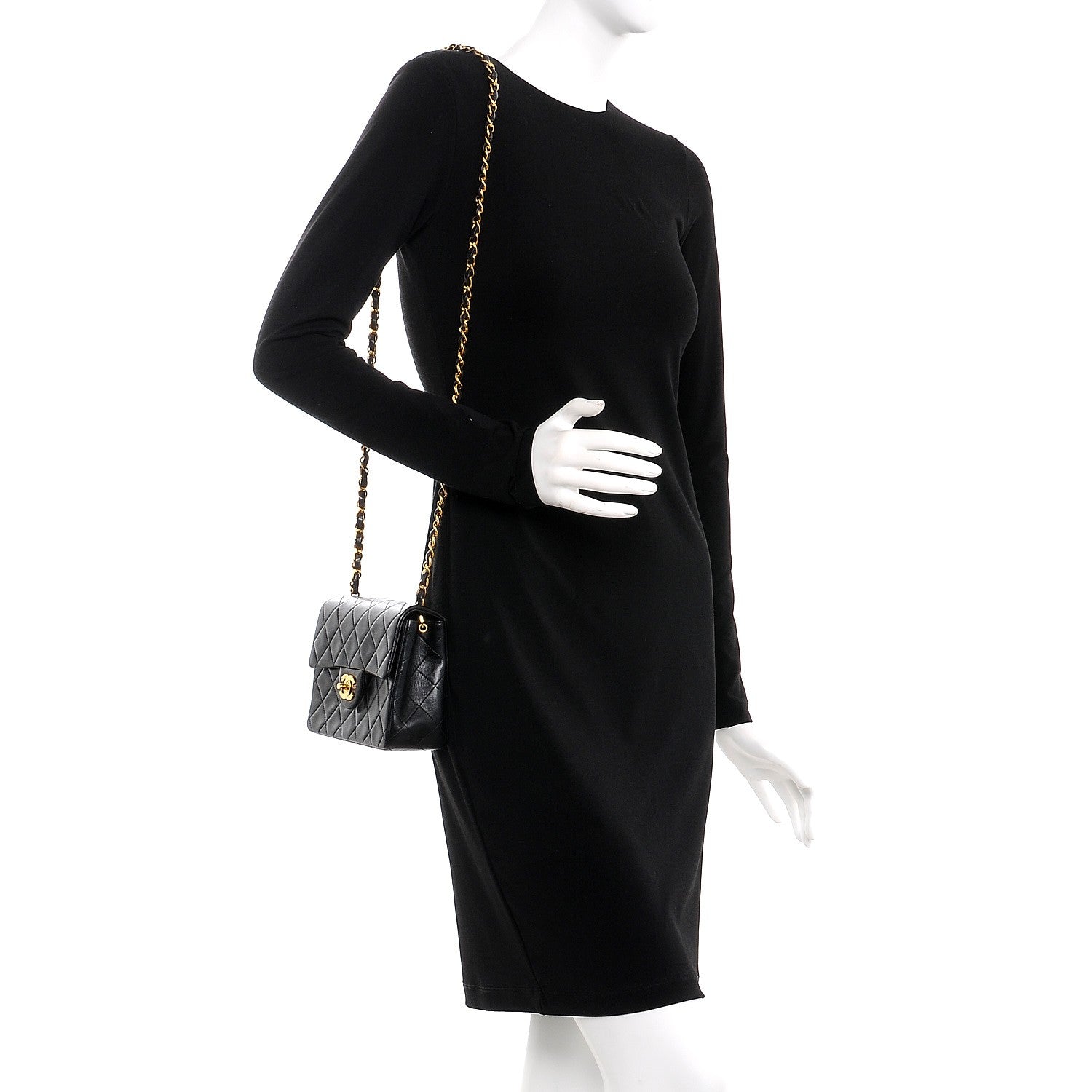 Chanel Lambskin Quilted Mini Square Flap Black 2 of 9