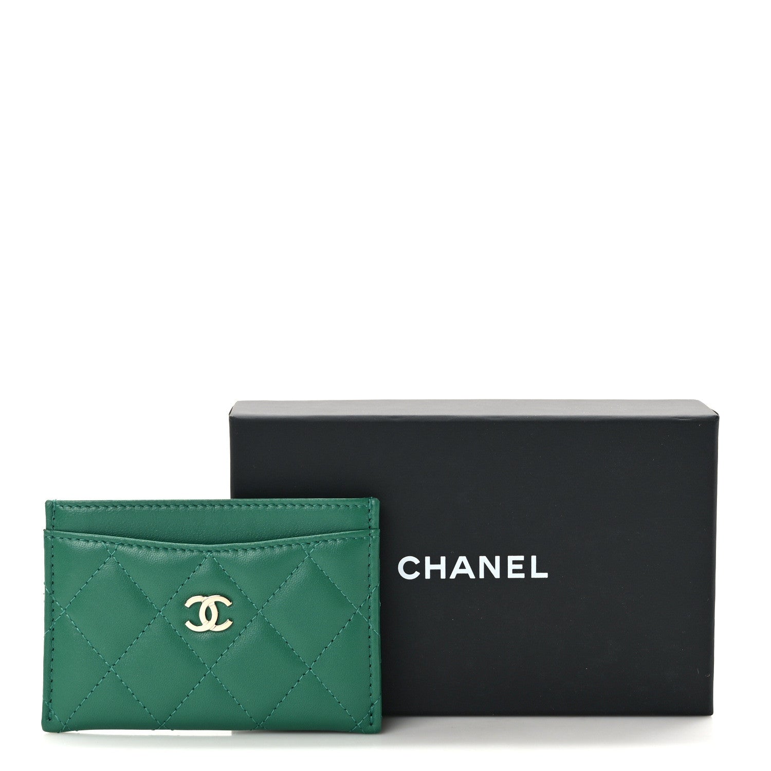 Chanel Lambskin Quilted Card Holder Green 3 of 9