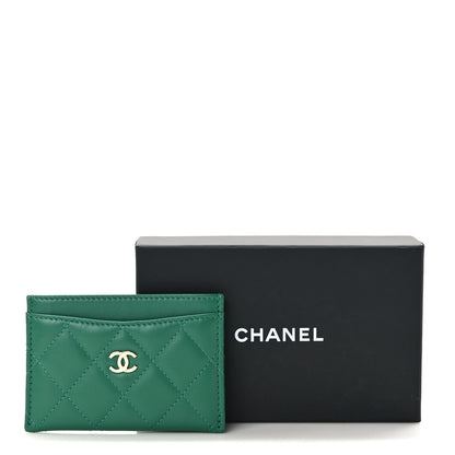 Chanel Lambskin Quilted Card Holder Green 3 of 9