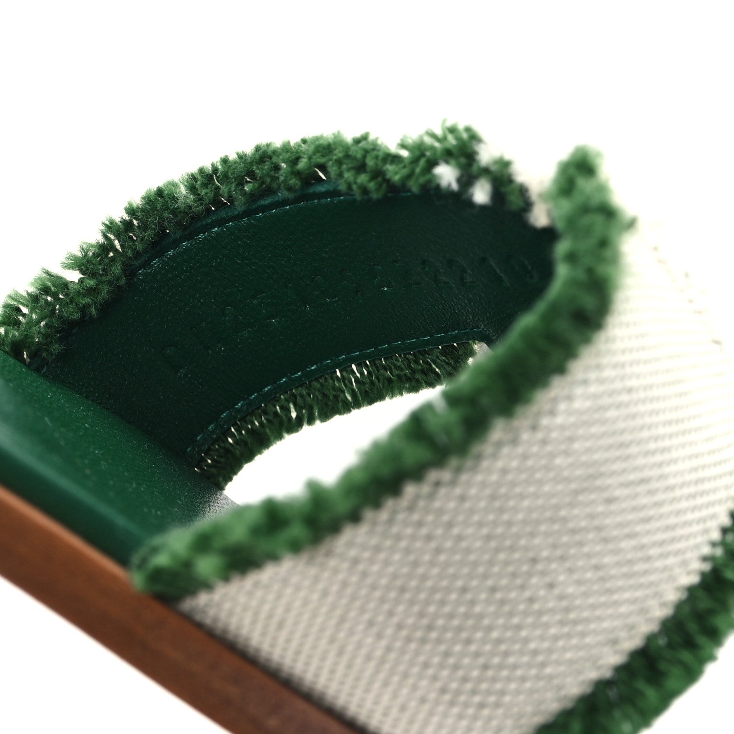 Hermes Calfskin Canvas Oran Fringe Sandals 37.5 Vert 9 of 10