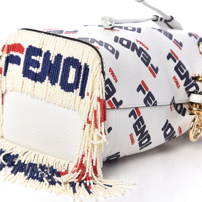 Fendi X FILA Calfskin F is Fendi Mania Fringe Mini Mon Tresor Bucket Bag White 9 of 11