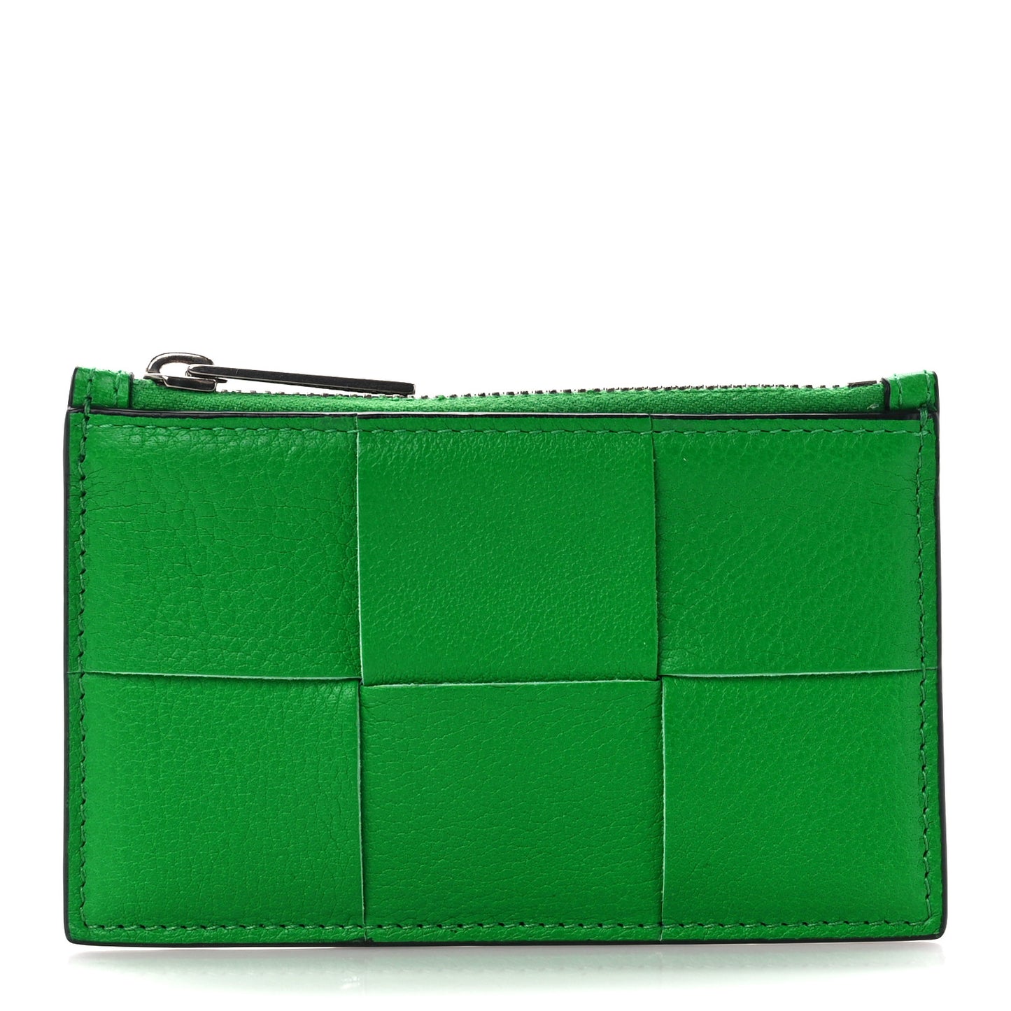 Nappa Calfskin Maxi Intrecciato Zipped Card Case Parakeet