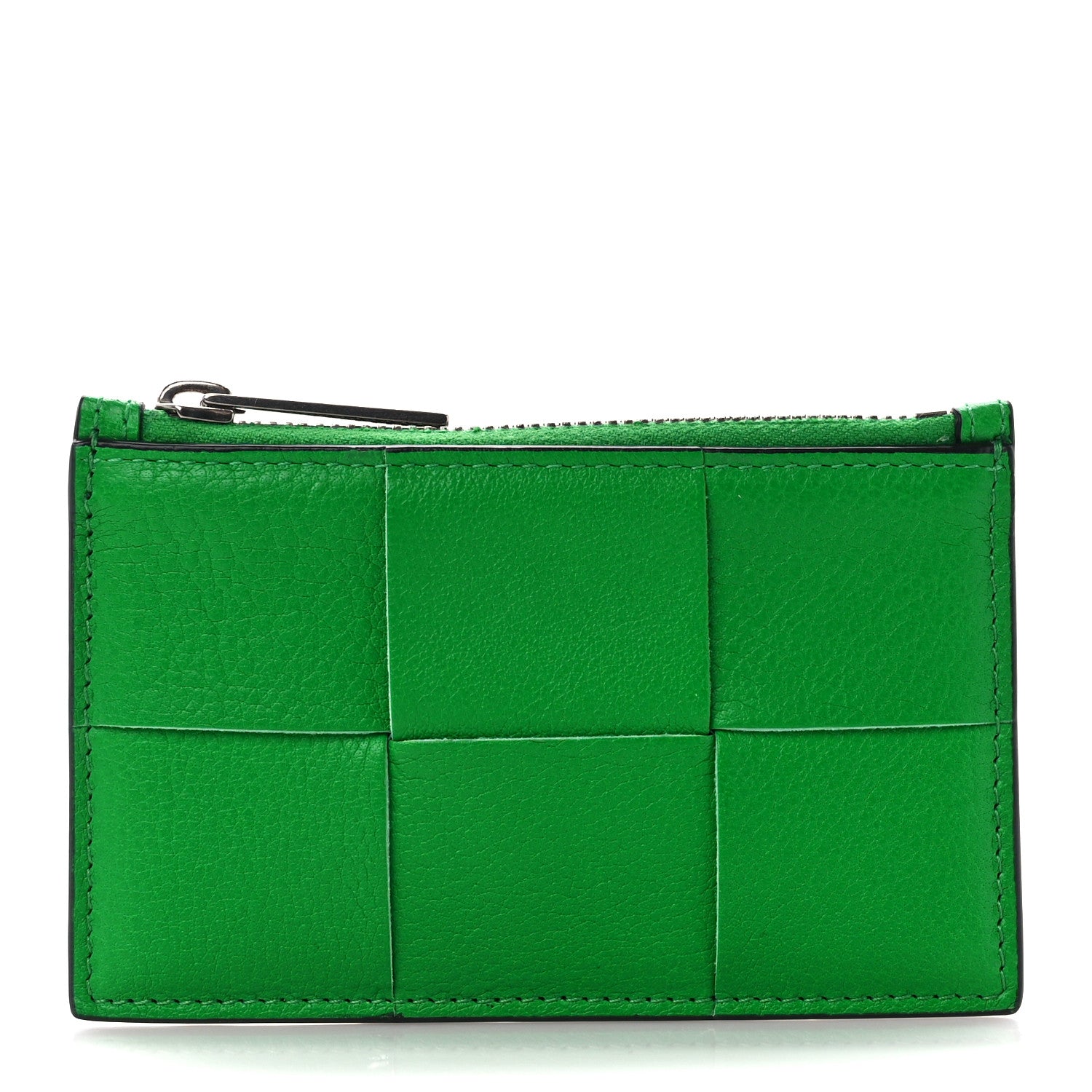 Bottega Veneta Nappa Calfskin Maxi Intrecciato Zipped Card Case Parakeet 1 of 10