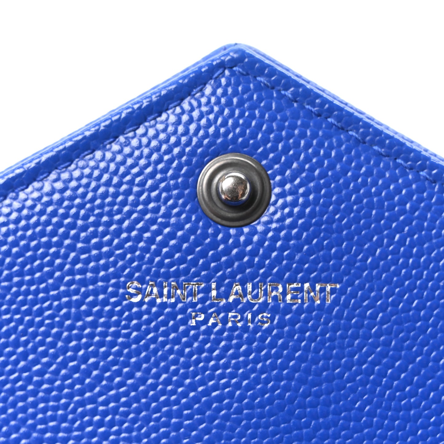 Grain De Poudre Matelasse Chevron Monogram Envelope Chain Wallet Blue Majorelle