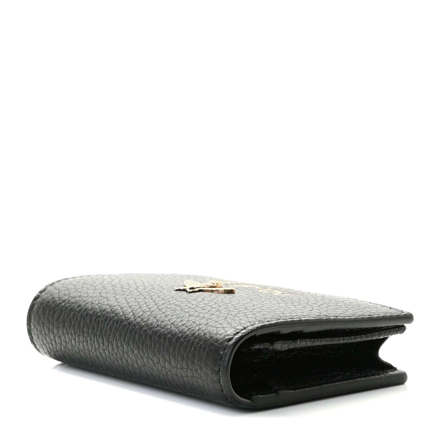 Gucci Pebbled Calfskin Animalier Card Case Black 12 of 20
