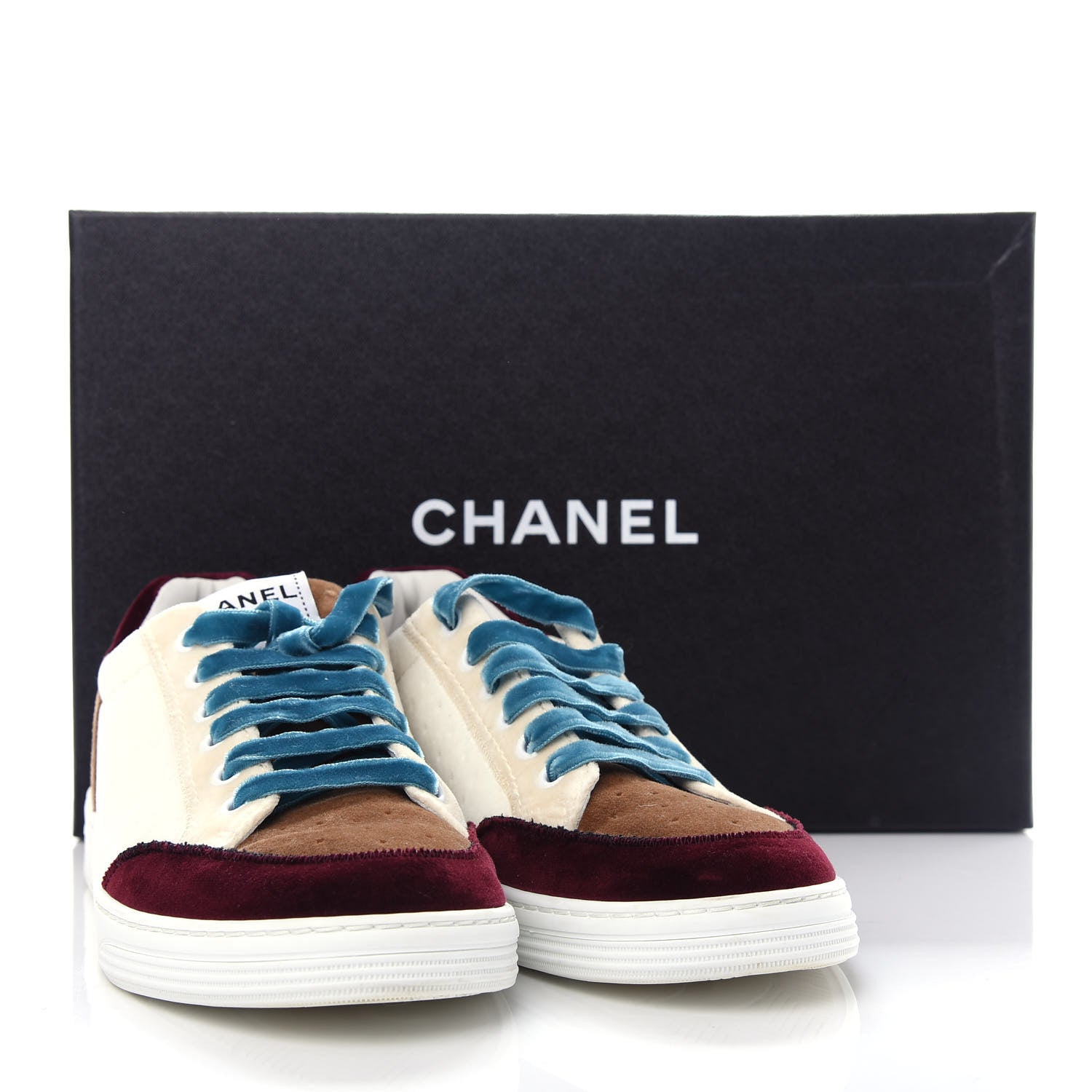 Chanel Calfskin Velvet Womens Logo Sneakers 38 Multicolor 11 of 11