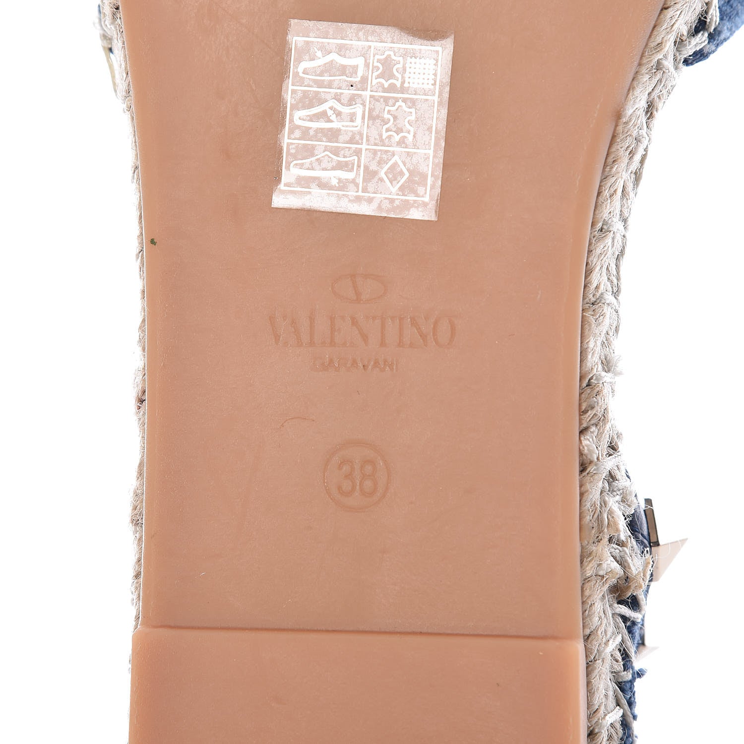 Valentino Garavani Denim Rockstud Ankle Wrap Espadrille 20mm Flats 38 Light Denim 6 of 10