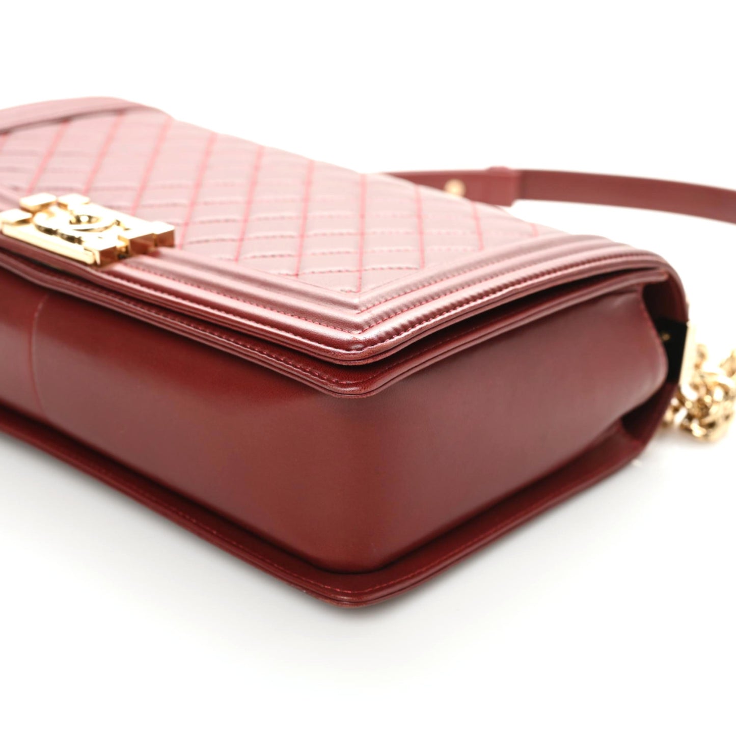 Lambskin Quilted New Medium Boy Flap Dark Red