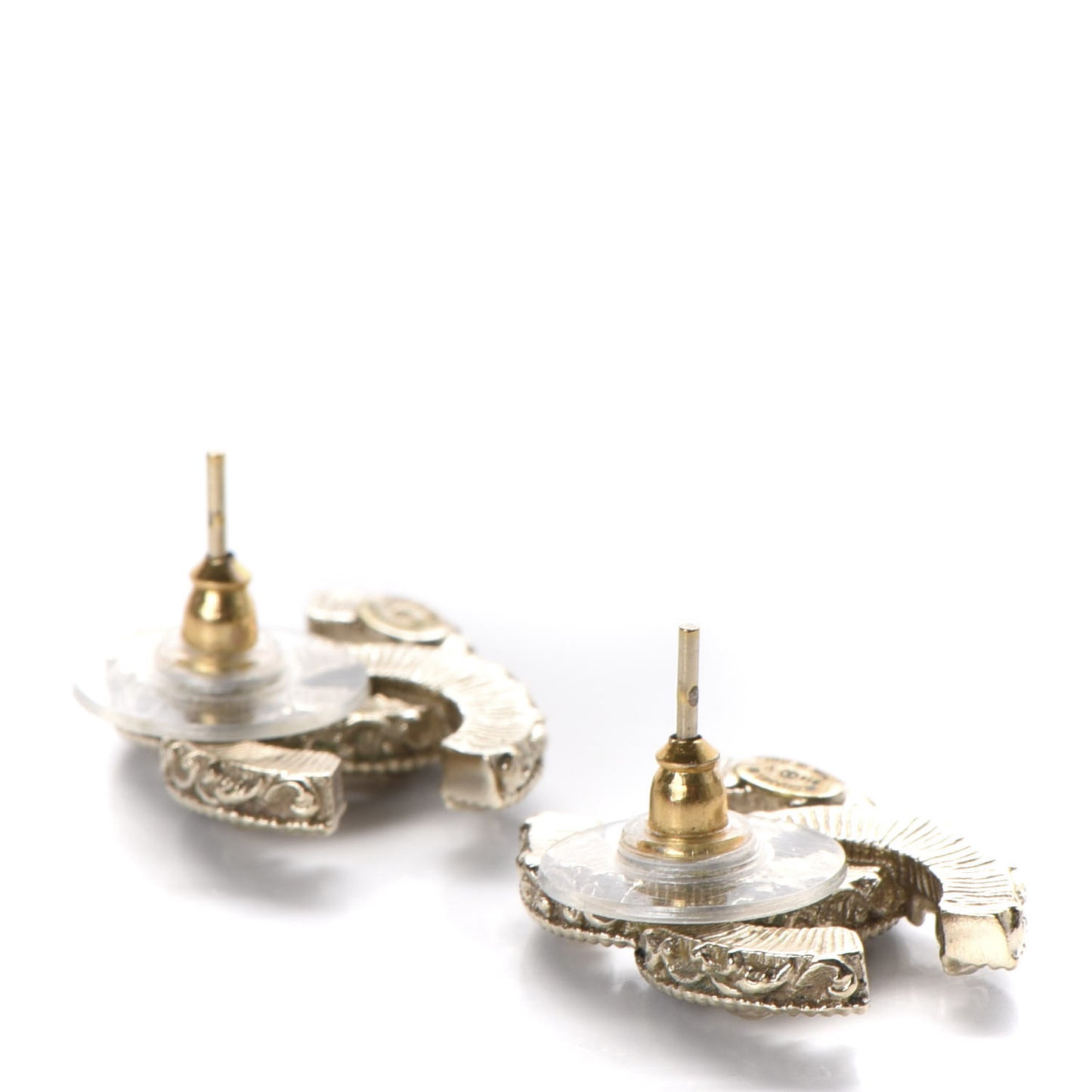 Enamel CC Baroque Earrings Black Gold