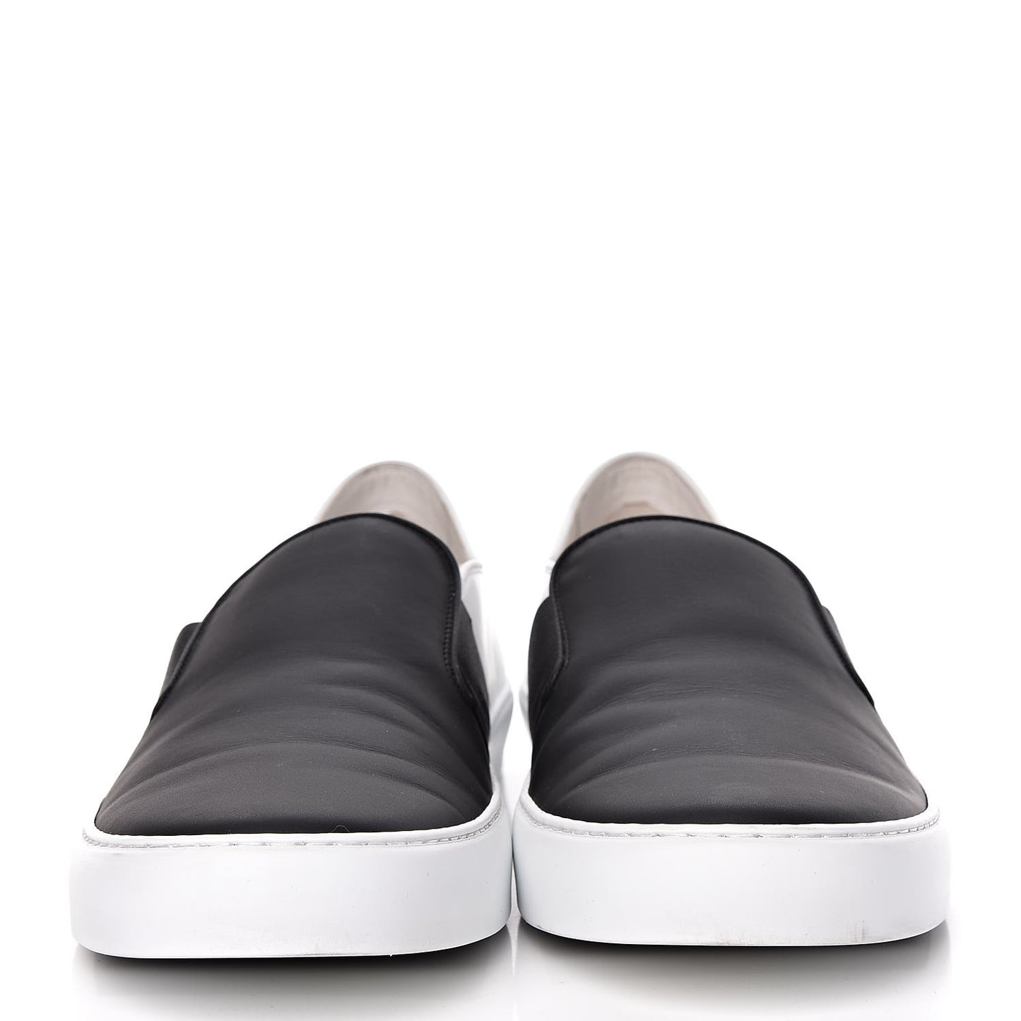 Calfskin Slip On Sneakers 45 White Black